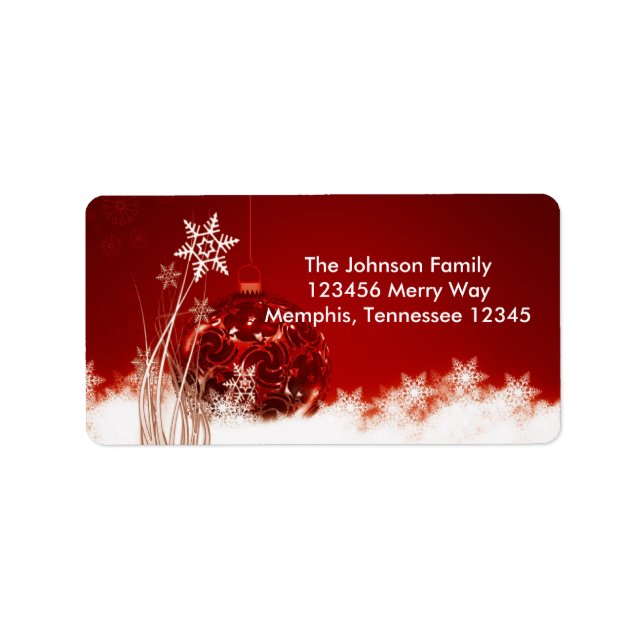 Red Christmas Ornament Holiday Address Labels Adressaufkleber (Vorne)