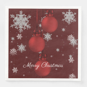 Red Christmas Ornament Paper Napkin Serviette
