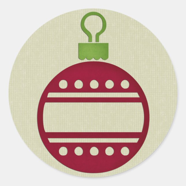 Red Christmas Ornament Runder Aufkleber (Vorderseite)