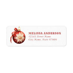 Red Christmas Ornament Snowflake Address Labels