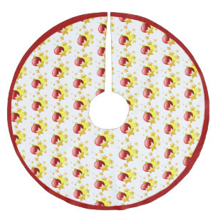 Red Christmas Ornaments Gold Stars Rote Grenze Polyester Weihnachtsbaumdecke