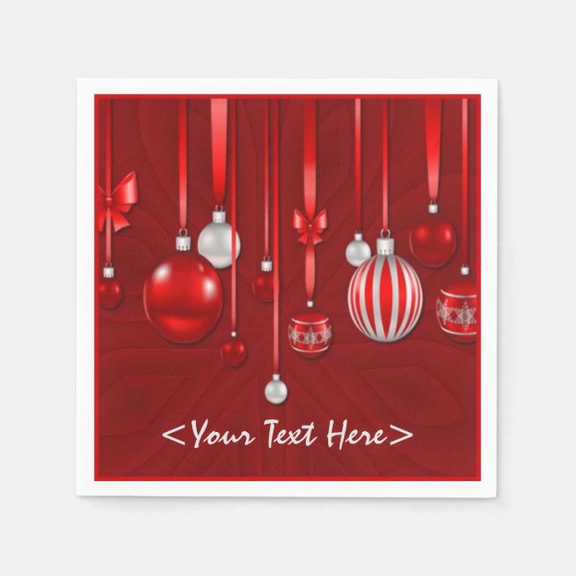 Red Christmas Ornaments Napkins Serviette (Vorderseite)