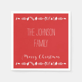 Red Christmas Paper Napkins mit weißen Blätter Serviette