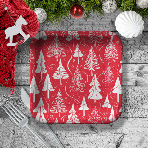 Red Christmas Pattern#6 ID1009 Pappteller