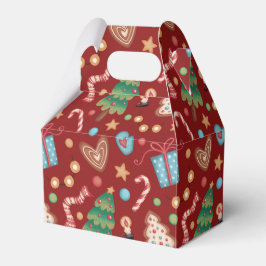 Red Christmas Pattern Gabled Party Favor Gift Box Geschenkschachtel