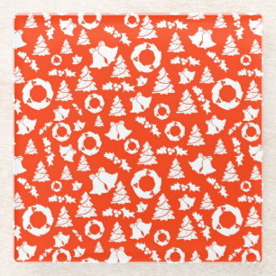 Red Christmas Pattern Glasuntersetzer