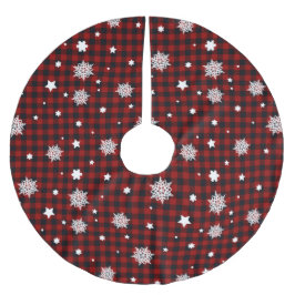Red Christmas Pattern  Polyester Weihnachtsbaumdecke