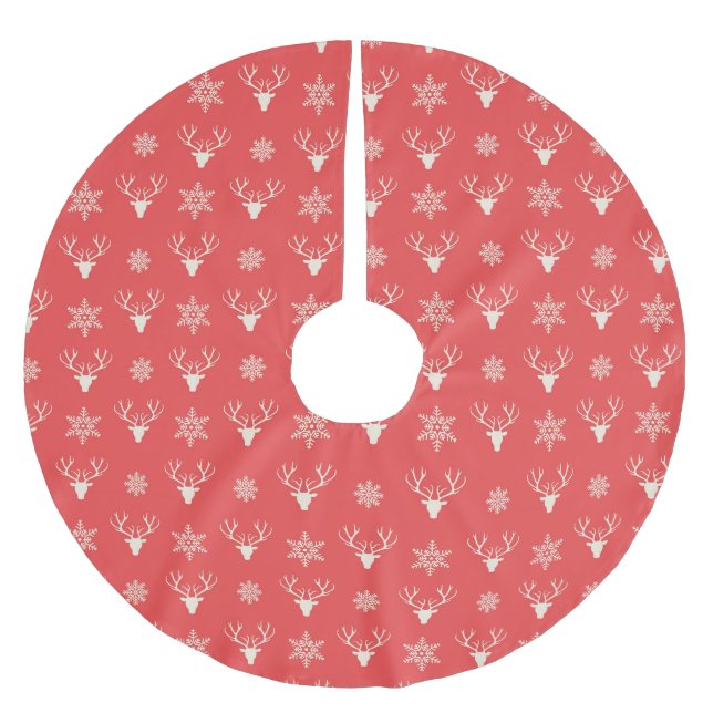 Red Christmas Pattern Polyester Weihnachtsbaumdecke (Vorderseite)