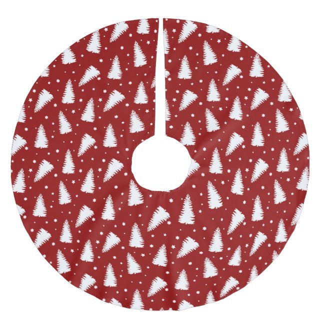 Red Christmas Pattern  Polyester Weihnachtsbaumdecke (Vorderseite)
