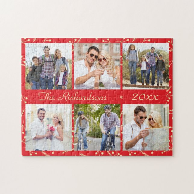 Red Christmas Personalized 6 Puzzle (Horizontal)