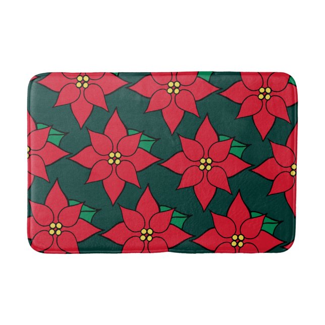Red Christmas Poinsettia Badezimmer Rug Badematte (Vorderseite)