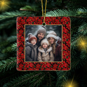 Red Christmas Poinsettia Custom Foto Keramikornament