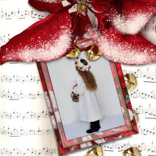 Red Christmas Poinsettia Family Foto Postcard Postkarte