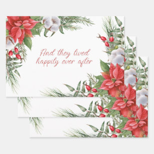 Red Christmas Poinsettia Frame Personalisiert Geschenkpapier Set