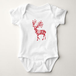 Red Christmas Reindeer Baby Strampler