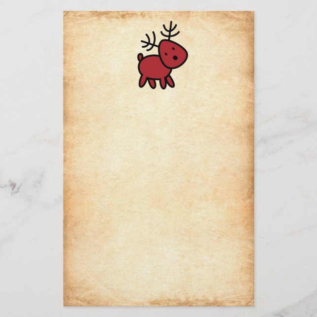 Red Christmas Reindeer Illustration Briefpapier (Vorderseite)