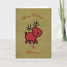 Red Christmas Reindeer Illustration Feiertagskarte
