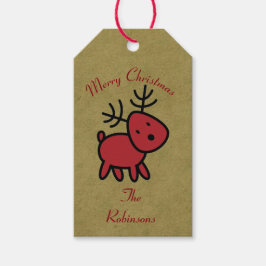 Red Christmas Reindeer Illustration Geschenkanhänger
