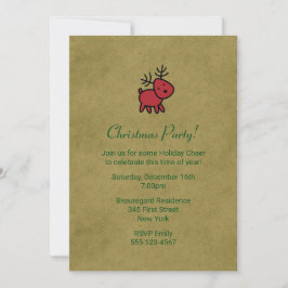 Red Christmas Reindeer Illustration Party Einladun Einladung