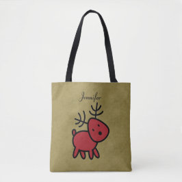 Red Christmas Reindeer Illustration Personalisiert