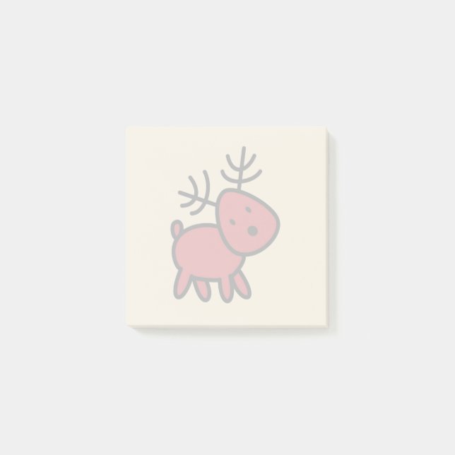 Red Christmas Reindeer Illustration Post-it Klebezettel (Vorderseite)
