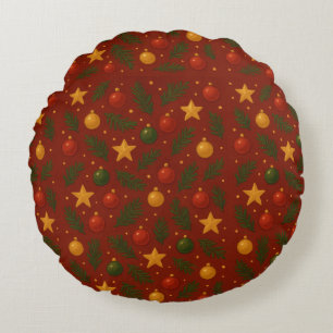 Red Christmas Round Throw Kissen - Klassischer Url