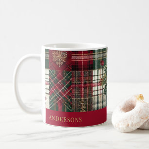 Red Christmas Rustikales Kariertes Tartan Muster Kaffeetasse