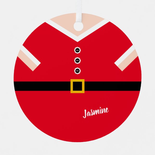 Red Christmas Santa Anzug Ballon Karikatur Ornament Aus Metall (Vorderseite)