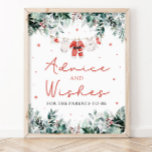 Red Christmas Santa Baby Duschberatung und Wünsche Poster<br><div class="desc">Das Red Santa Gender Neutral Baby Kleidung Weihnachtsberater und Wunschzeichen bringt ein herzliches, festliches Element in Ihre Ferien Baby Dusche. Dieses Schild mit leuchtend roten Akzenten, zarten Schneeflocken und bezaubernden Babykleidern im Stil des Weihnachtsmanns lädt die Gäste dazu ein, ihre Ratschläge und Wünsche für die zukünftigen Eltern verlassen. Es ist...</div>