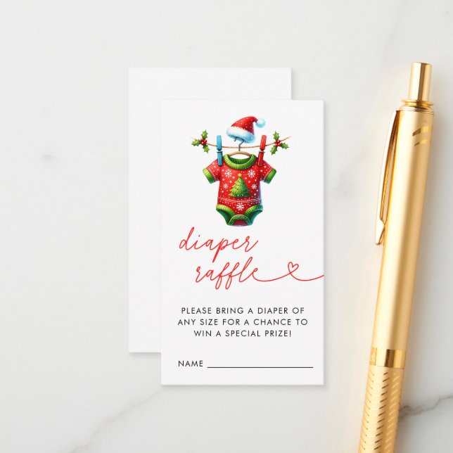 Red Christmas Santa Baby Duwer Windelwanne Begleitkarte (Vorderseite/Rückseite Beispiel)