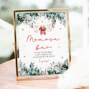 Red Christmas Santa Baby Kleidung Momosa Bar Sign Poster