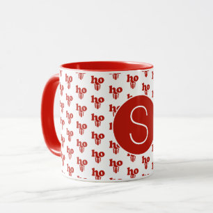 Red Christmas Santa Greeting Ho Ho Ho Mit Monogram Tasse