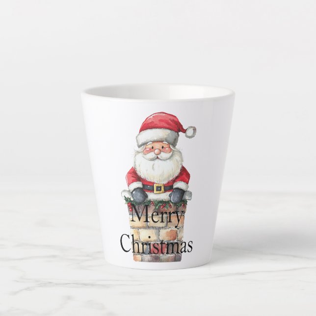 Red Christmas Santa in Chimney Milchtasse (Vorderseite)