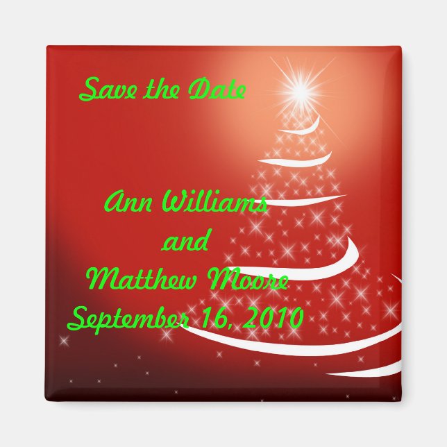 Red Christmas Save the Date Magnet (Vorne)