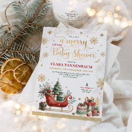 Red Christmas Sleigh | Eine kleine kleine Babydusc Einladung