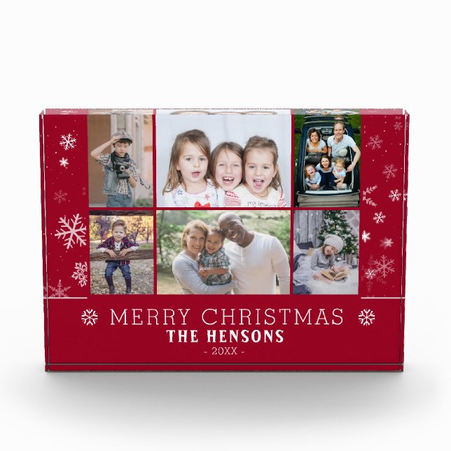 Red Christmas Snowflake Family 6 FotoCollage Fotoblock (Vorderseite)