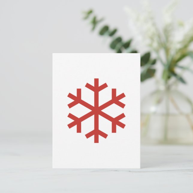 Red Christmas Snowflake Postkarte (Stehend Vorderseite)