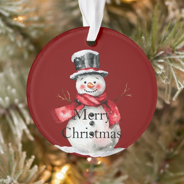 Red Christmas Snowman Santa Ornament (Baum)