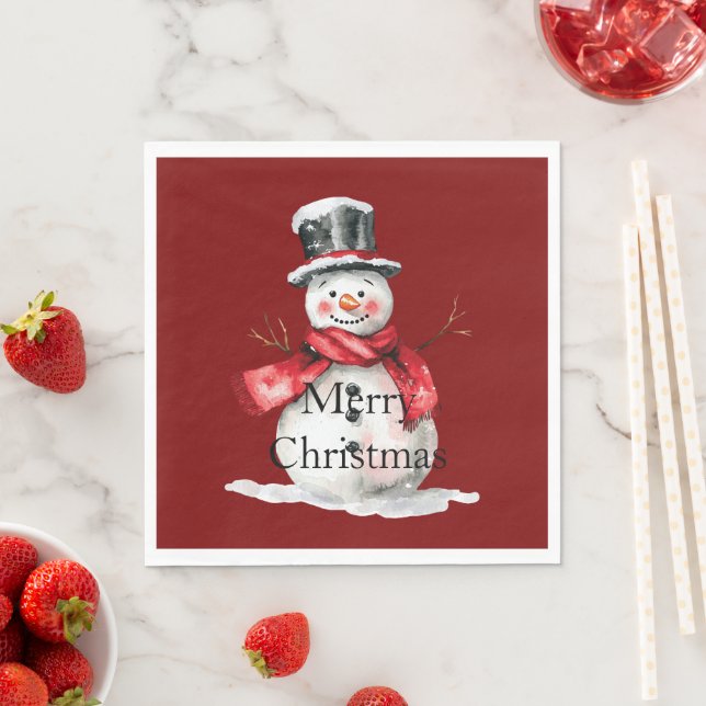 Red Christmas Snowman Serviette (Beispiel)