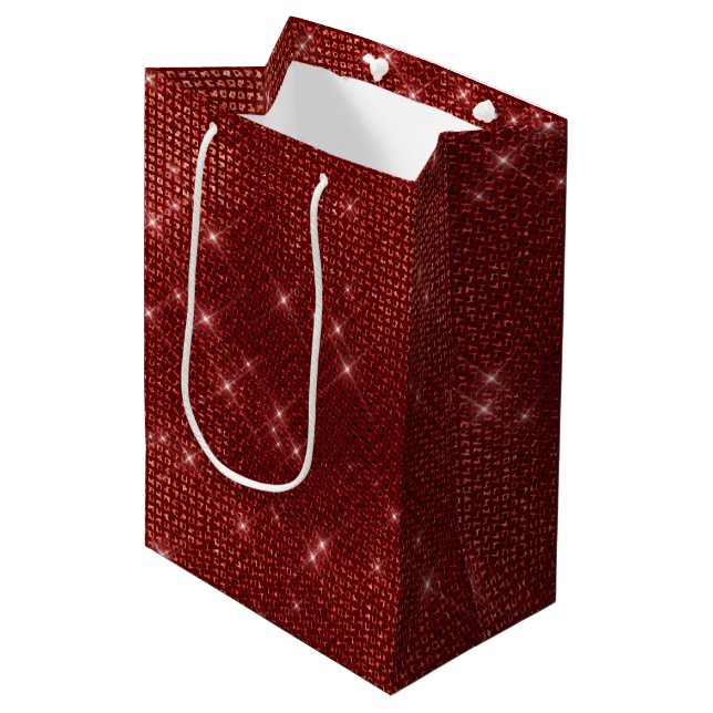 Red Christmas Sparkle Mittlere Geschenktüte (Vorderseite Schrägansicht)