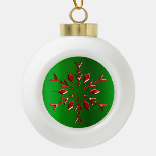 Red Christmas Star auf Green Keramik Kugel-Ornament