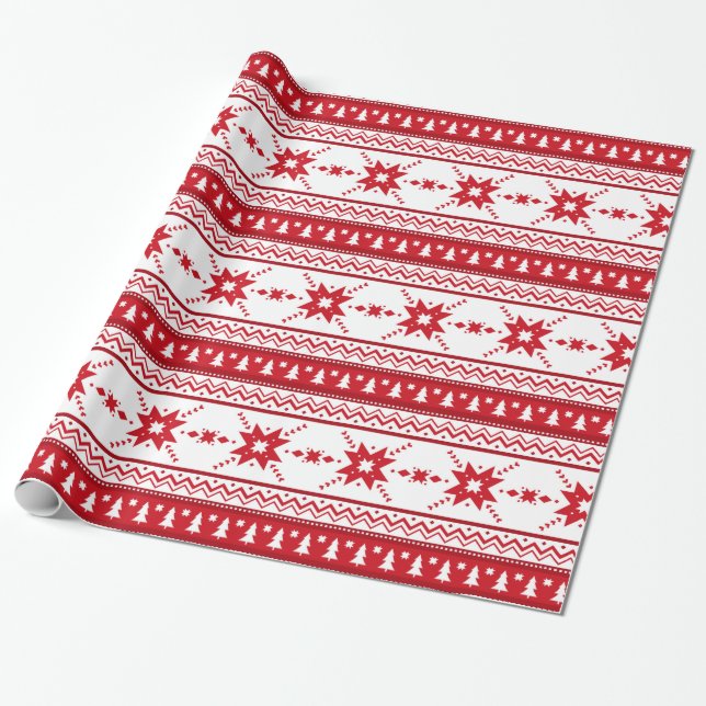 Red Christmas Sweater Inspiriertes Muster Geschenkpapier (Ungerollt)