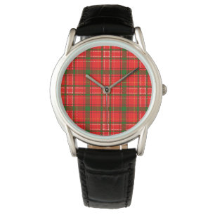 Red Christmas Tartan Kariertes Musterdesign Armbanduhr