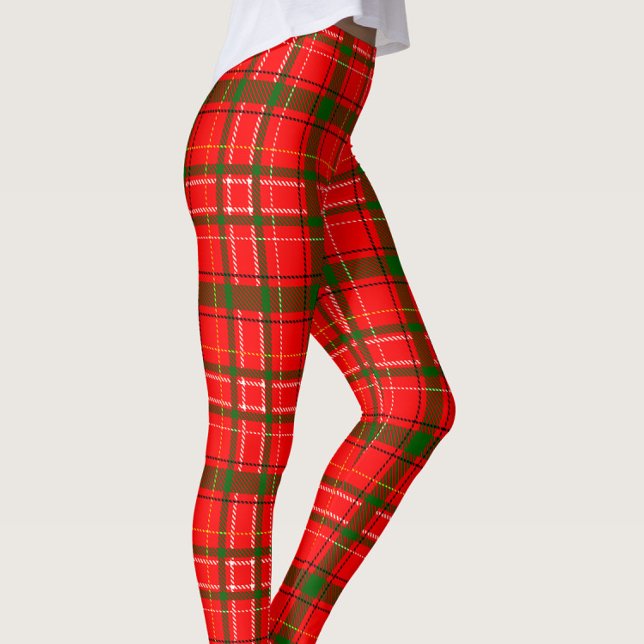 Red Christmas Tartan Kariertes Musterdesign Leggings (Von Creator hochgeladen)