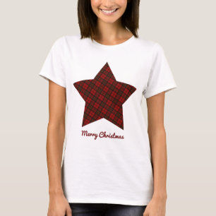 Red Christmas tartan Star Frohe Weihnachtsstunde T-Shirt