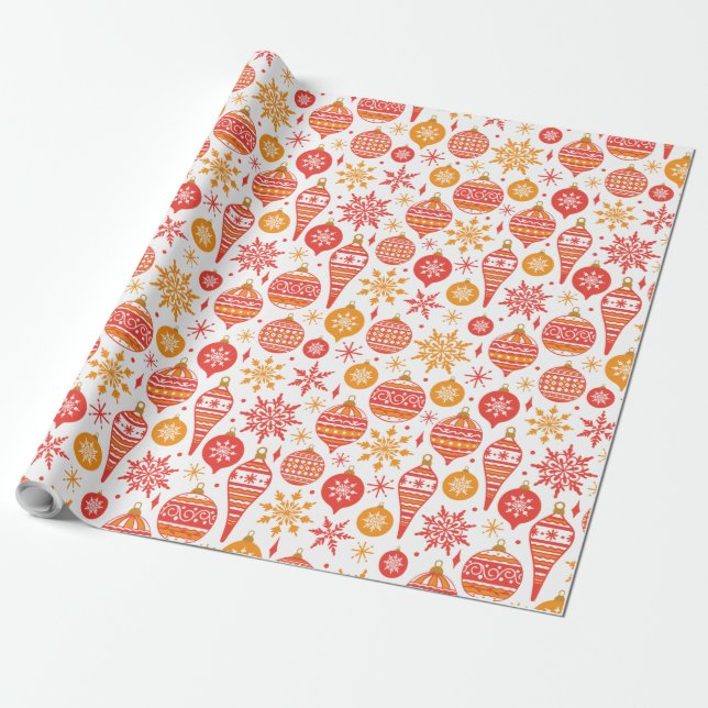 Red Christmas Thema Muster Wrapping Paper Geschenkpapier (Ungerollt)