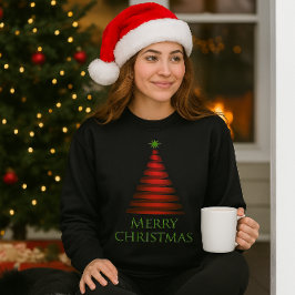 Red Christmas Tree auf Black Sweatshirt