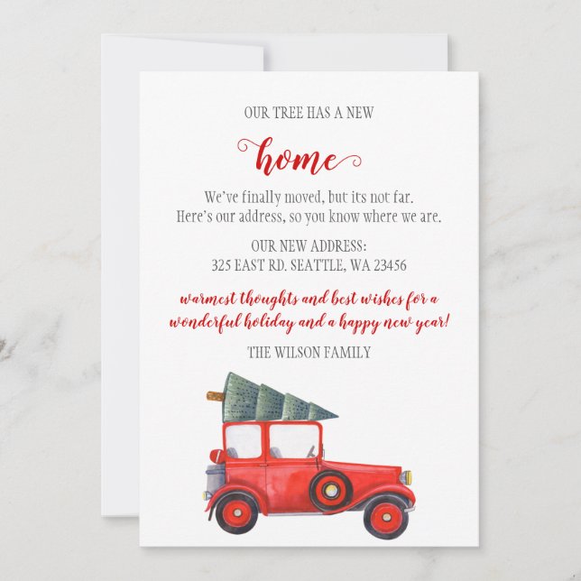 Red Christmas Tree Car Wir haben Weihnachtskarten  (Vorderseite)