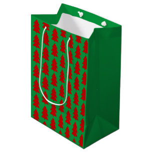 Red Christmas Tree Green Festival Mittlere Geschenktüte