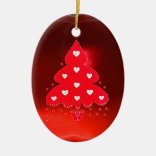 RED CHRISTMAS TREE HOLIDAY PARTEI Rot Keramikornament